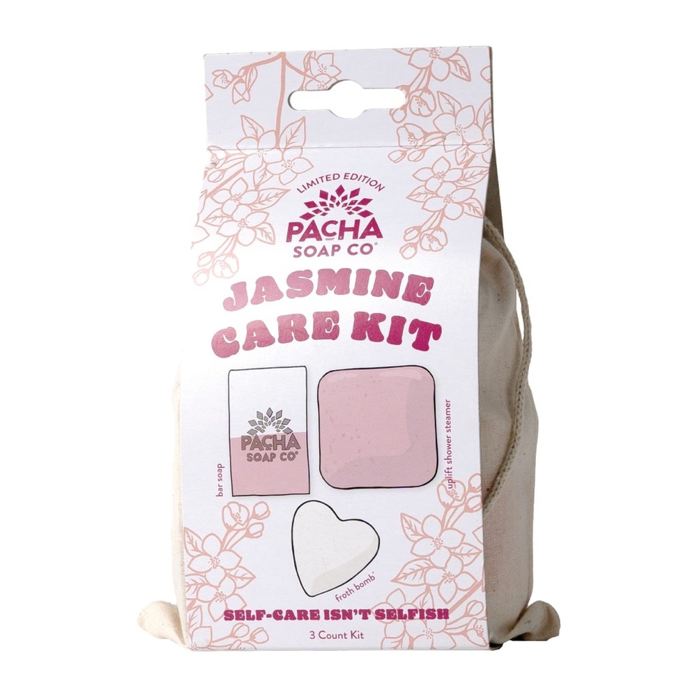 Pacha Soap Co. Jasmine bath bomb, bar soap, & steamer